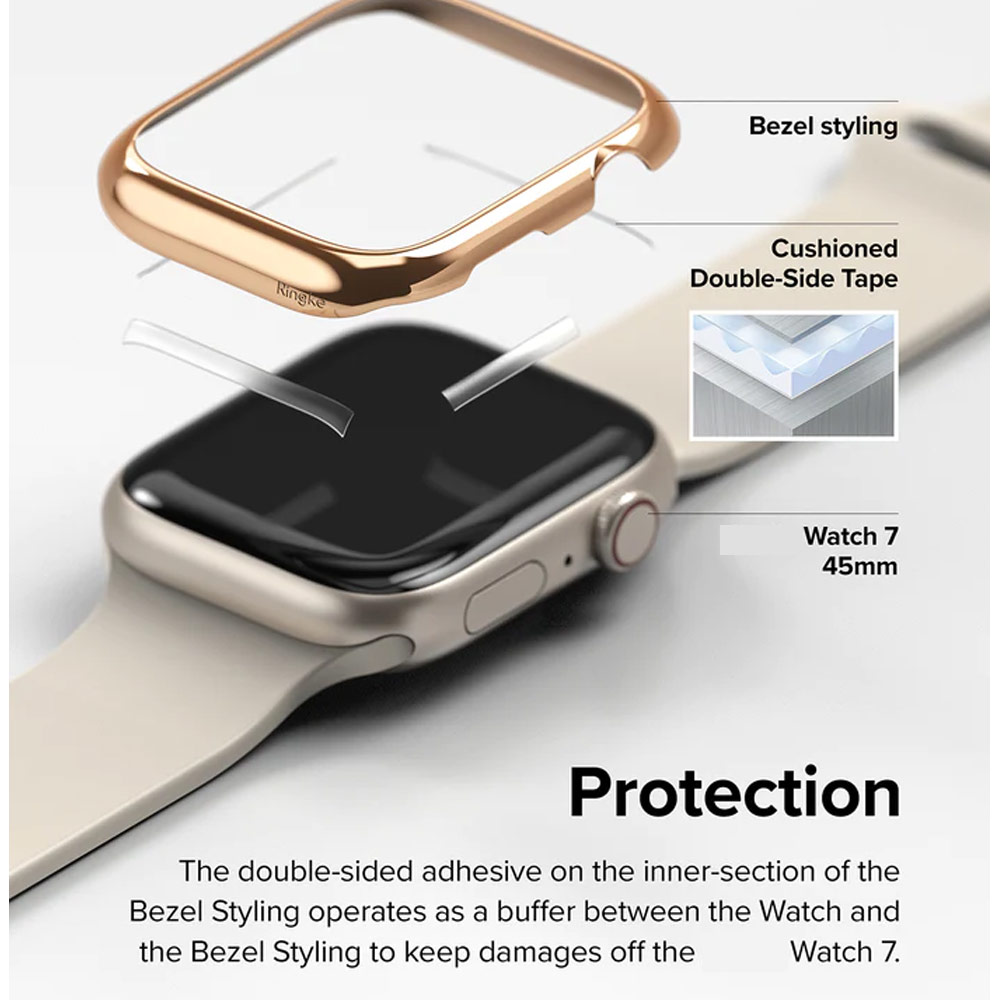 Picture of Apple Watch 41mm  | Ringke Adhesive Stainless Steel  Bezel Styling for Apple Watch Series 7 8 9 41mm  (Rose Gold)