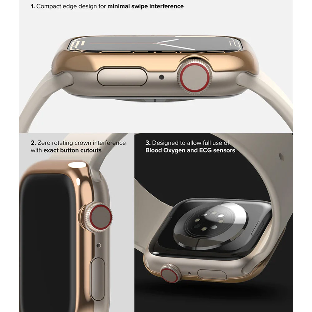 Picture of Apple Watch 41mm  | Ringke Adhesive Stainless Steel  Bezel Styling for Apple Watch Series 7 8 9 41mm  (Rose Gold)