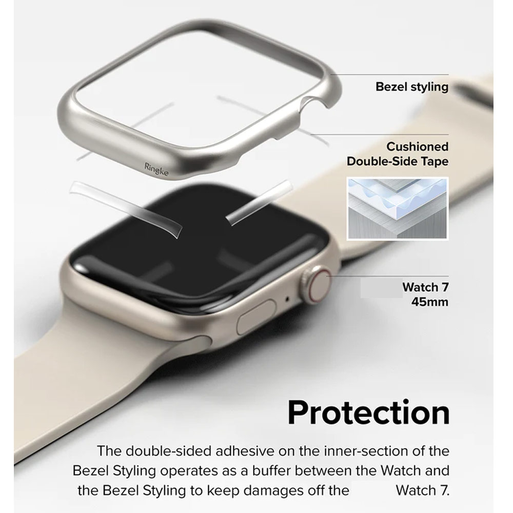 Picture of Apple Watch 45mm  | Ringke Adhesive Stainless Steel  Bezel Styling for Apple Watch Series 7 8 9 45mm  (Titanium)