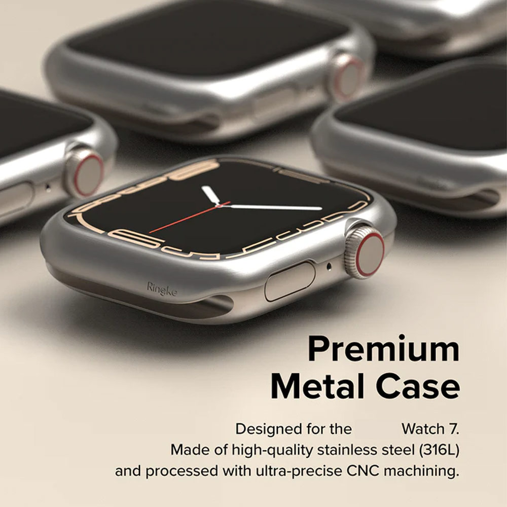 Picture of Apple Watch 45mm  | Ringke Adhesive Stainless Steel  Bezel Styling for Apple Watch Series 7 8 9 45mm  (Titanium)