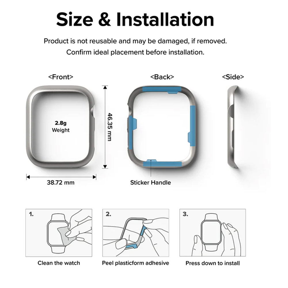 Picture of Apple Watch 45mm  | Ringke Adhesive Stainless Steel  Bezel Styling for Apple Watch Series 7 8 9 45mm  (Titanium)