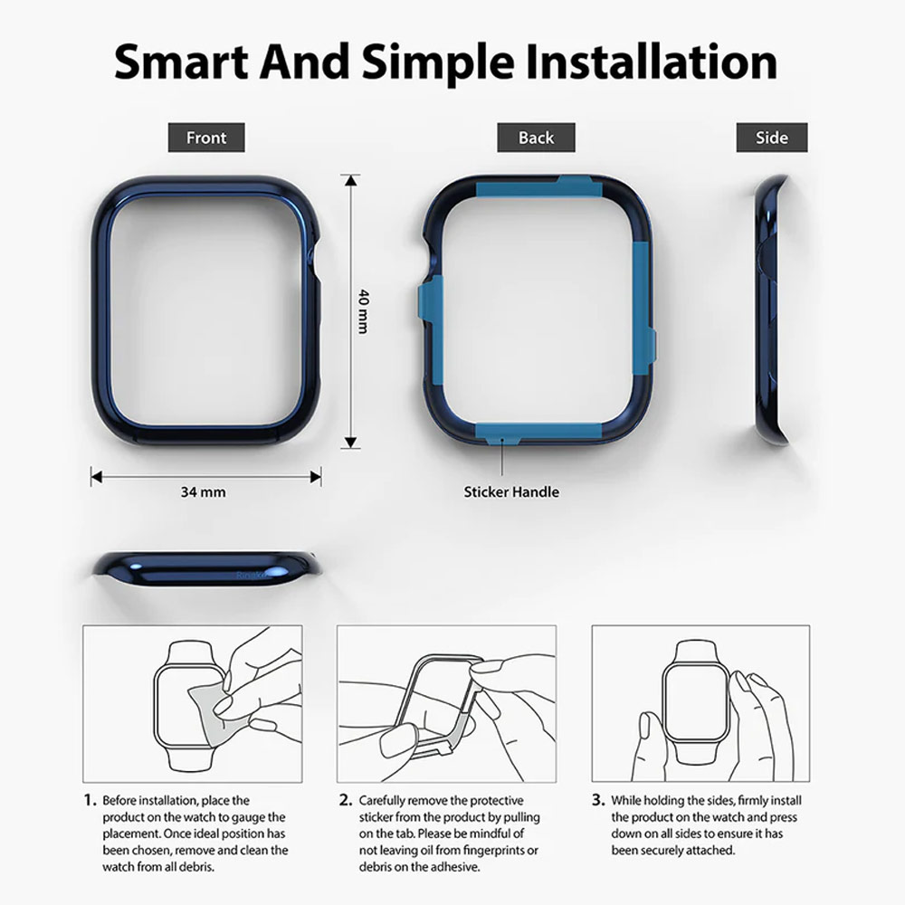 Picture of Apple Watch 40mm  | Ringke Adhesive Stainless Steel  Bezel Styling for Apple Watch Series 4 5 6 SE 40mm (Deep Blue)