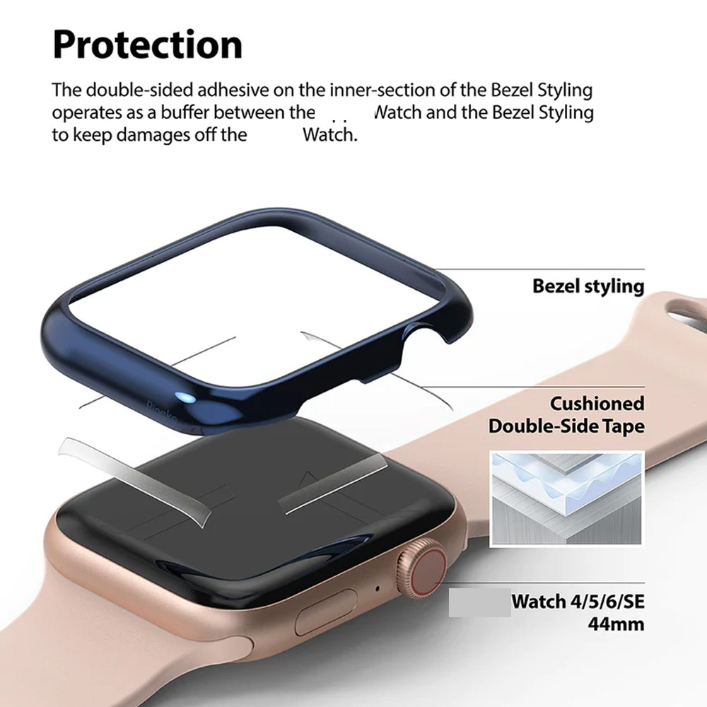 Picture of Apple Watch 40mm | Ringke Adhesive Stainless Steel Bezel Styling for Apple Watch Series 4 5 6 SE 40mm (Deep Blue)