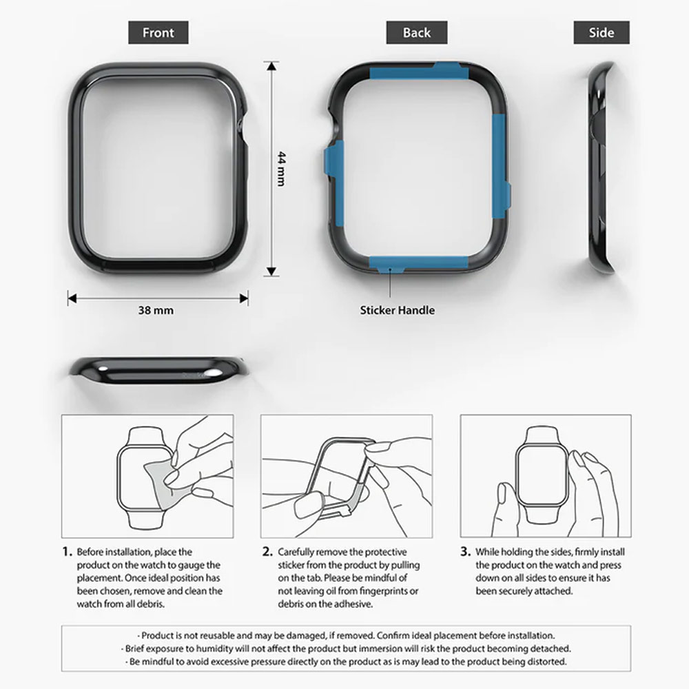 Picture of Apple Watch 44mm  | Ringke Adhesive Stainless Steel  Bezel Styling for Apple Watch Series 4 5 6 SE 44mm  (Graphite)