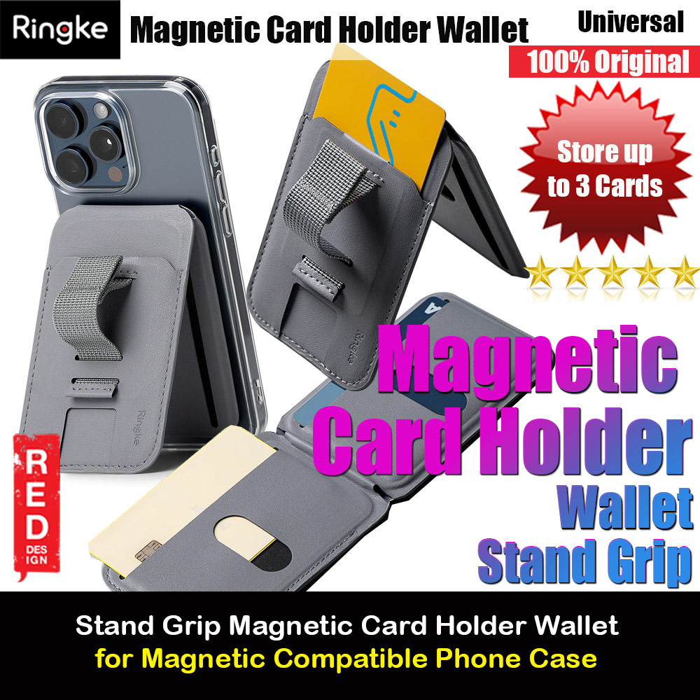 Picture of Ringke Magnetic Card Holder Wallet with Stand Grip Horizontal Vertical (Light Grey) Red Design- Red Design Cases, Red Design Covers, iPad Cases and a wide selection of Red Design Accessories in Malaysia, Sabah, Sarawak and Singapore 