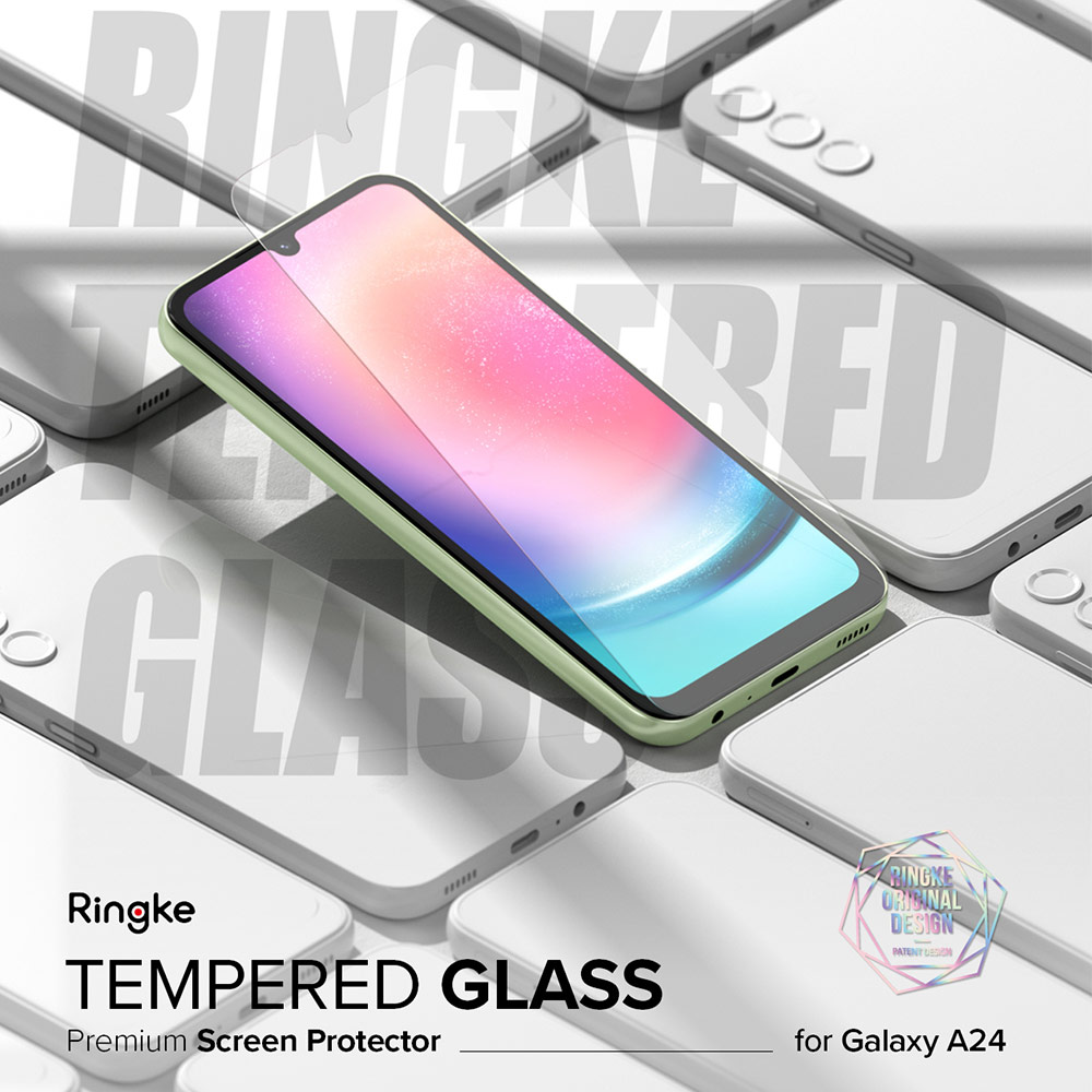 Picture of Samsung Galaxy A24  | Ringke Full Adhesive Full Cover Tempered Glass with Easy Installation Helper Tool for Samsung Galaxy A24 (Clear 2pcs)