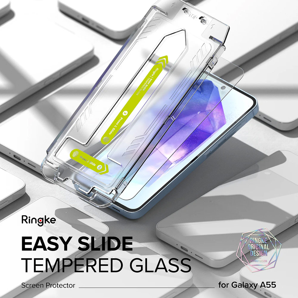 Picture of Samsung Galaxy A55 Screen Protector | Ringke Easy Slide Tempered Glass Screen Protector for Samsung Galaxy A55 (Clear) 2pcs