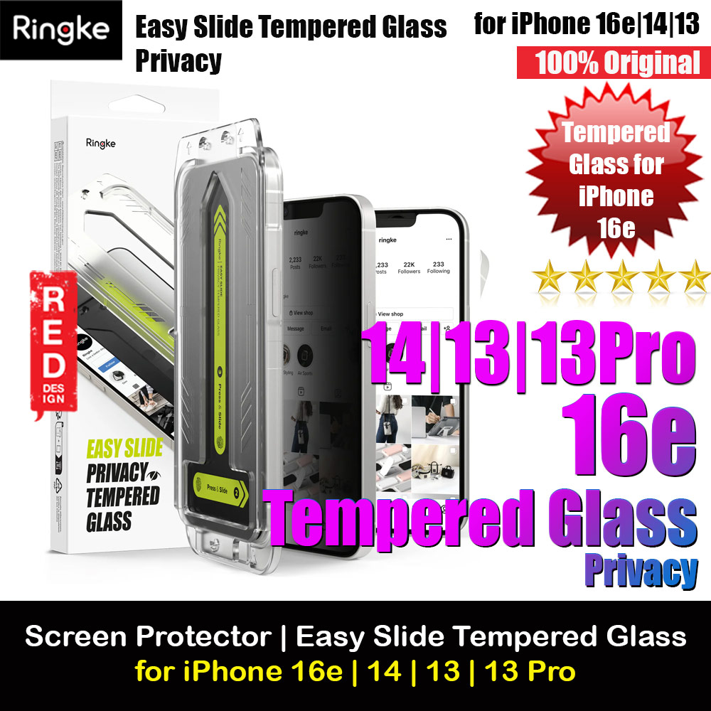 Picture of Ringke Easy Slide Tempered Glass Screen Protector for iPhone 16e 14 13 13 Pro (Privacy Anti Peep) 2pcs Apple iPhone 13 6.1- Apple iPhone 13 6.1 Cases, Apple iPhone 13 6.1 Covers, iPad Cases and a wide selection of Apple iPhone 13 6.1 Accessories in Malaysia, Sabah, Sarawak and Singapore 