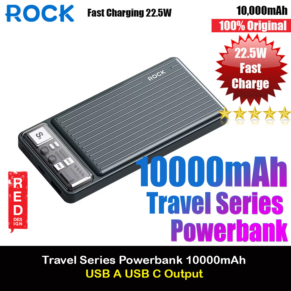 Picture of Rock P91 Fast Charge PD 20W 22.5W 10000mAh Travel Portable Small Palm Size Compact Mini Power Bank powerbank (Black) Red Design- Red Design Cases, Red Design Covers, iPad Cases and a wide selection of Red Design Accessories in Malaysia, Sabah, Sarawak and Singapore 