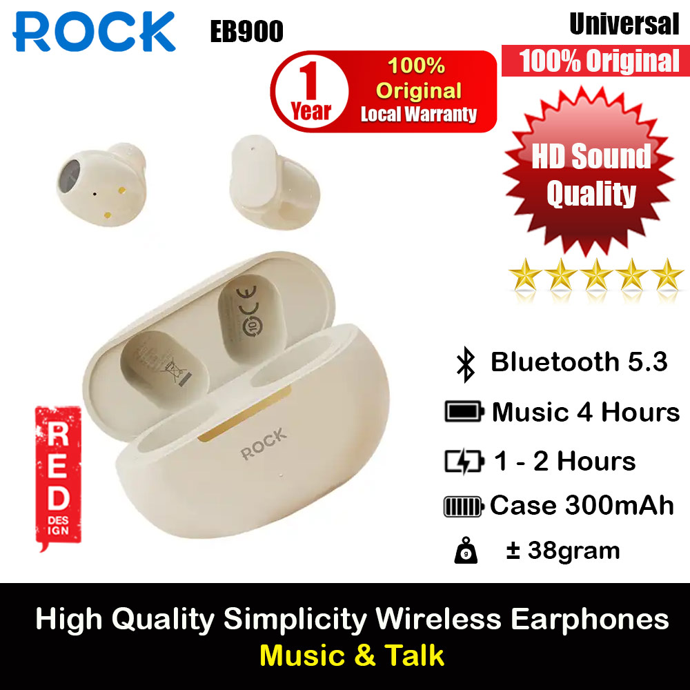 Picture of Rock EB900 Lightweight Bluetooth 5.3 TWS True Wireless Bluetooth Earphone Earbuds Music and Call (Beige) Red Design- Red Design Cases, Red Design Covers, iPad Cases and a wide selection of Red Design Accessories in Malaysia, Sabah, Sarawak and Singapore 