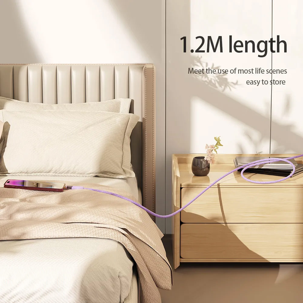 Picture of ROCK Z21 PD 33W Transparent Series Fast Charging Data Cable USB-C to Lightning Cable (Purple)