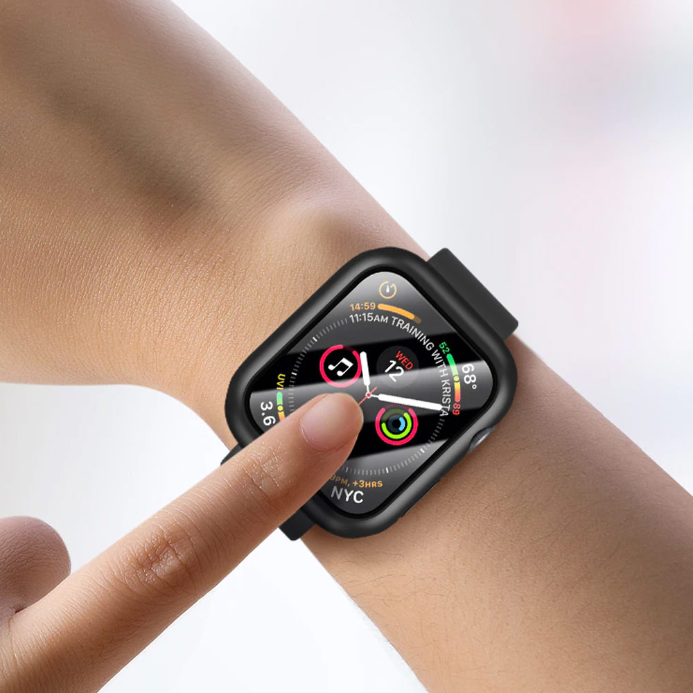 Picture of Apple Watch 45mm Case | Rock Integrated Case with High Sensitivity Touch 9H Tempered Glass for Apple Watch 45mm (Blue)