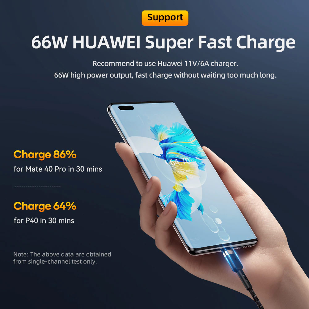 Picture of ROCK 3 in 1 USB Cable For iPhone 13 12 Pro Type C Micro USB C Cable 66W Fast Charging For Xiaomi Samsung VOOC OPPO OnePlus Realme Fast Charge