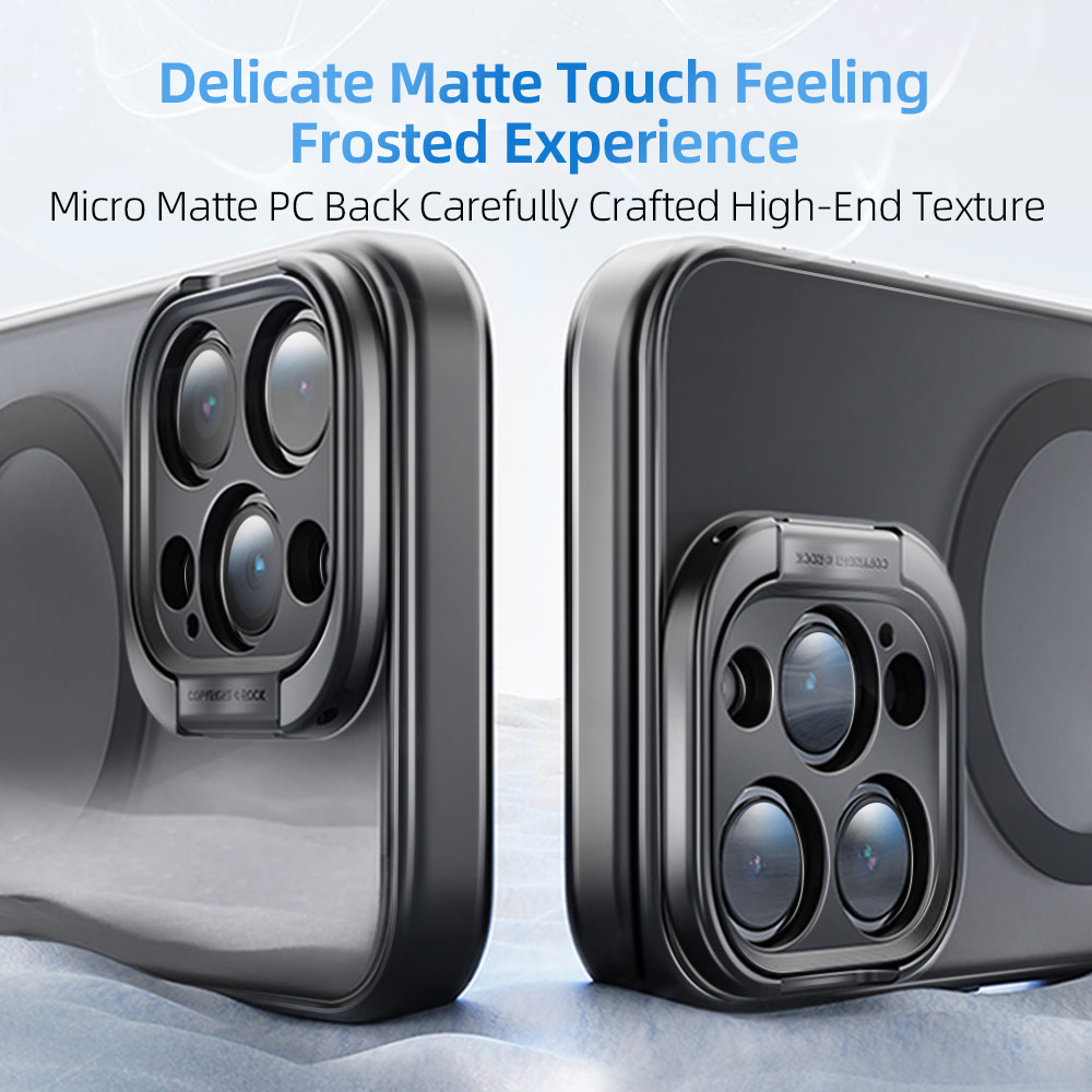 Picture of Apple iPhone 15 Pro 6.1 Case | Rock Guard Foldable Lens Bracket Kickstand Magnetic Drop Protection Case for iPhone 15 Pro 6.1 (Grey)