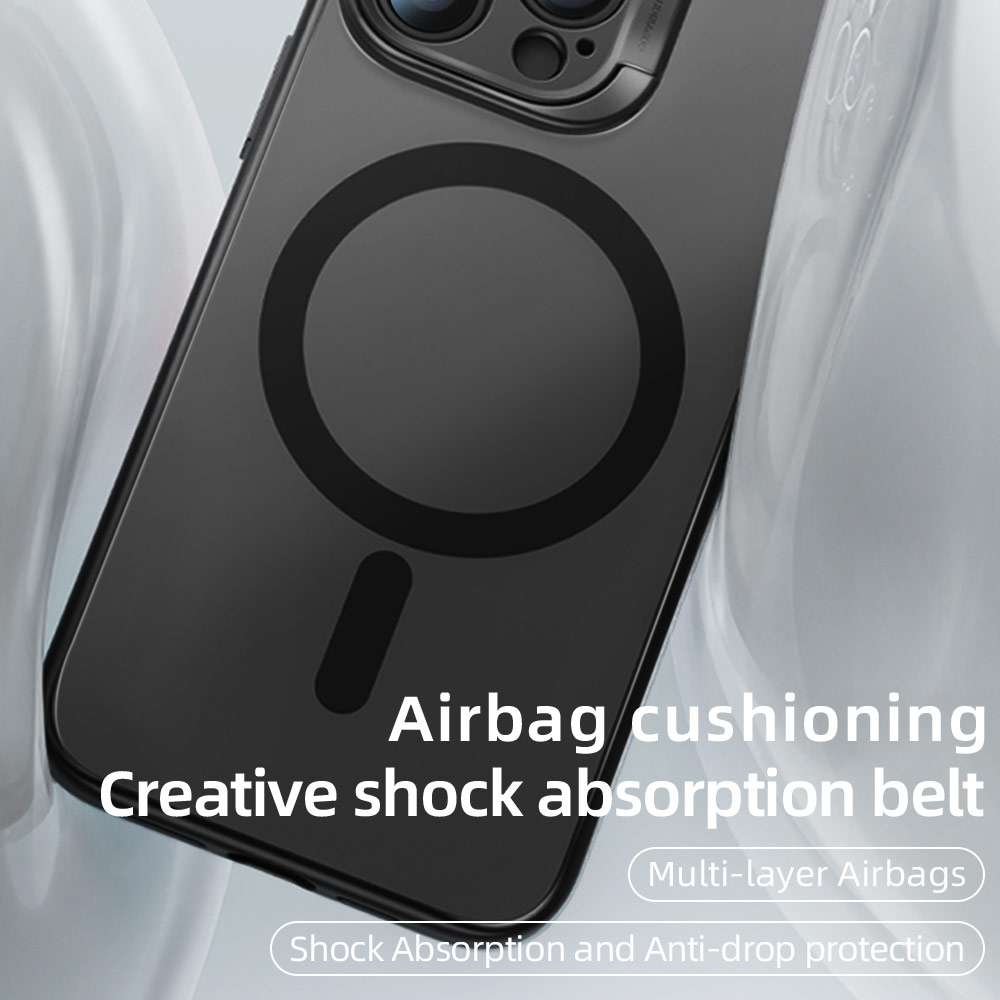 Picture of Apple iPhone 15 Pro 6.1 Case | Rock Guard Foldable Lens Bracket Kickstand Magnetic Drop Protection Case for iPhone 15 Pro 6.1 (Grey)