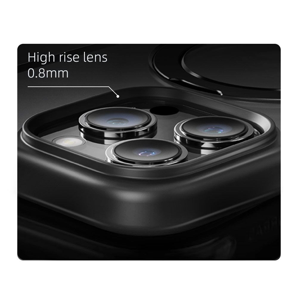 Picture of Apple iPhone 15 Pro 6.1 Case | Rock Guard Magnetic Foldable Ring Stand Drop Protection Case for iPhone 15 Pro 6.1 (Matte Titanium Blue)