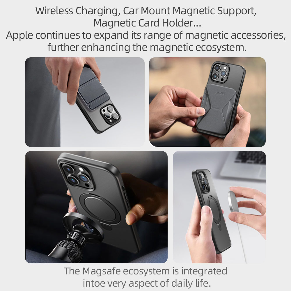 Picture of Apple iPhone 15 Pro 6.1 Case | Rock Guard Magnetic Foldable Ring Stand Drop Protection Case for iPhone 15 Pro 6.1 (Matte Titanium Blue)