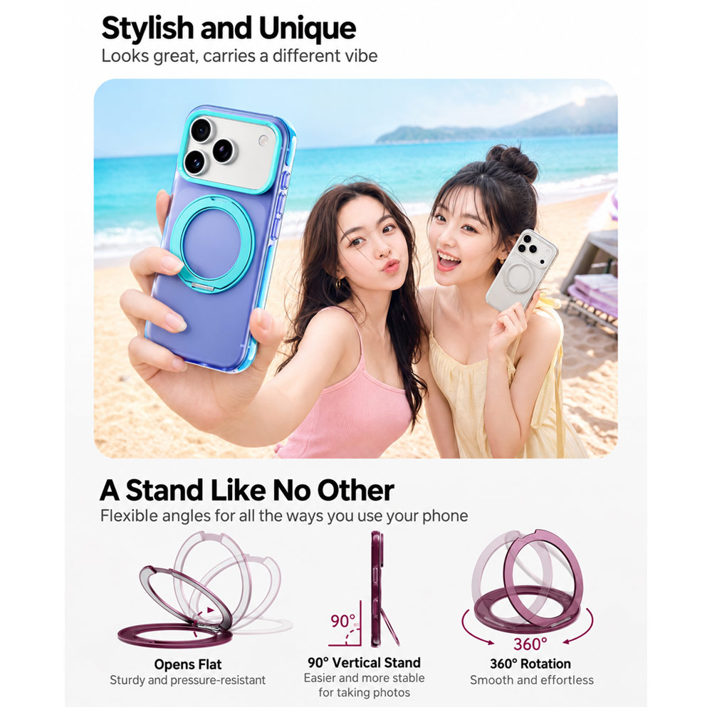 Picture of Apple iPhone 18 Pro Case | ROCK Guard Touch Rotating Series Magnetic Protection Case with Stand for iPhone 18 Pro 17 Pro (Matte Grey)