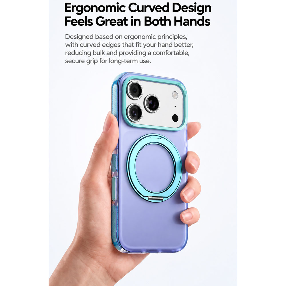 Picture of Apple iPhone 18 Pro Case | ROCK Guard Touch Rotating Series Magnetic Protection Case with Stand for iPhone 18 Pro 17 Pro (Matte Grey)