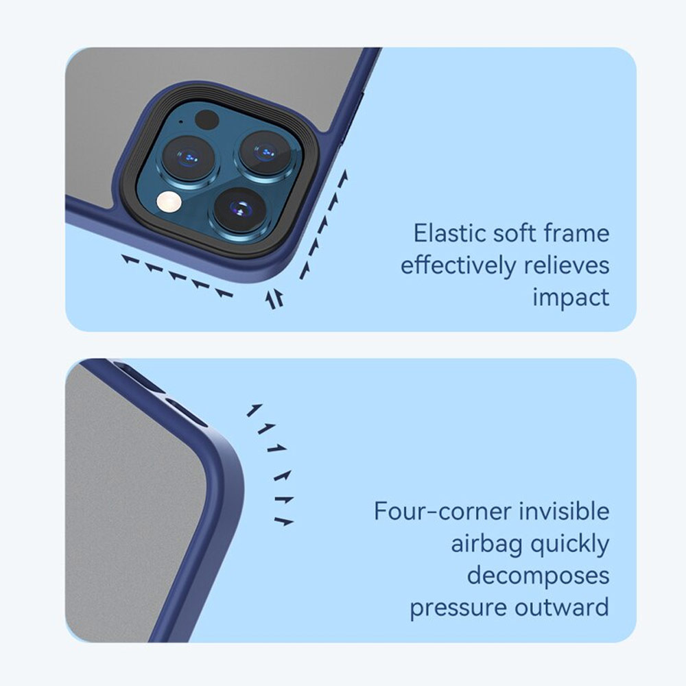 Picture of Apple iPhone 13 Pro 6.1 Case | Rock Guard Pro Anti Finger Print Drop Protection Case for iPhone 13 Pro 6.1 (Matte Blue)