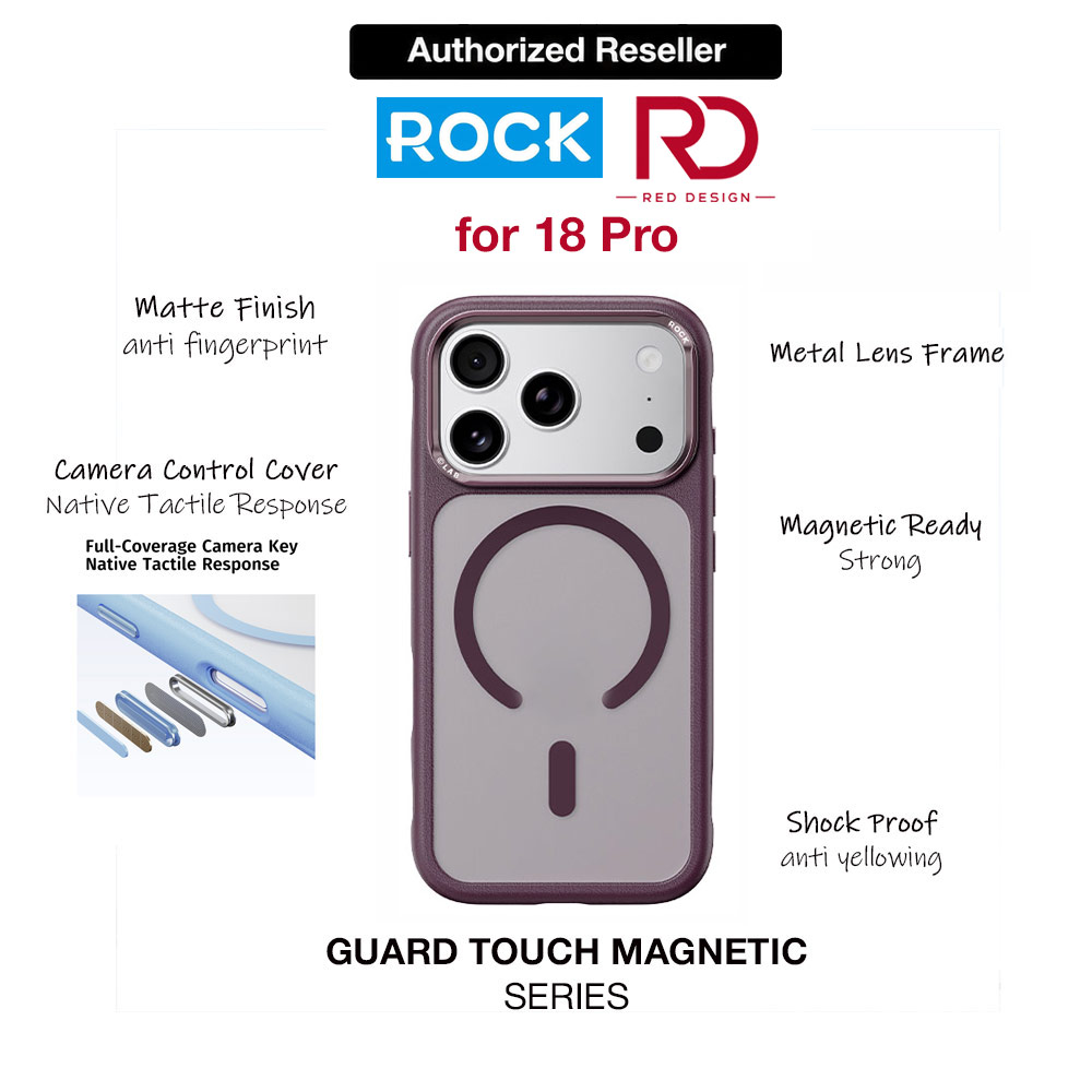 Picture of Apple iPhone 18 Pro Case | ROCK Guard Touch Series Magnetic Protection Case for iPhone 18 Pro (Maroon)