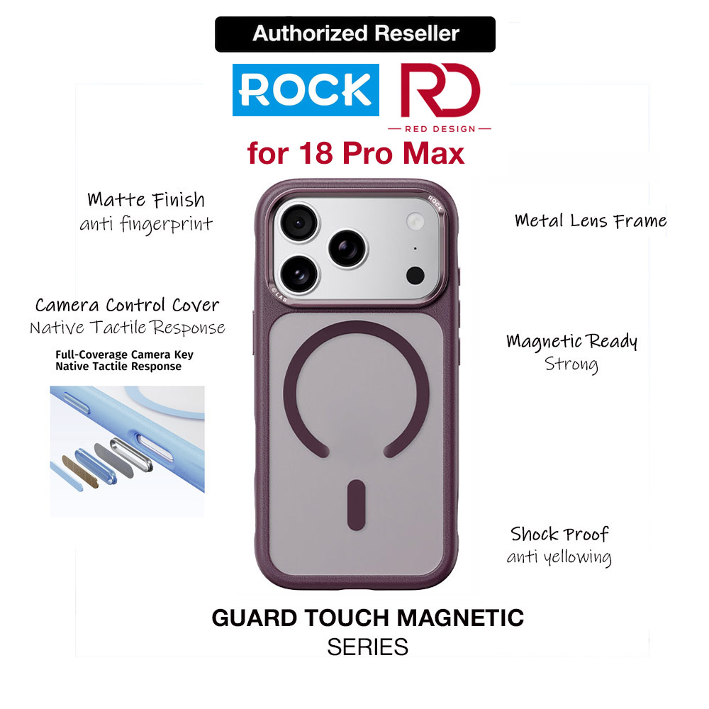 Picture of Apple iPhone 18 Pro Max Case | ROCK Guard Touch Series Magnetic Protection Case for iPhone 18 Pro Max (Maroon)