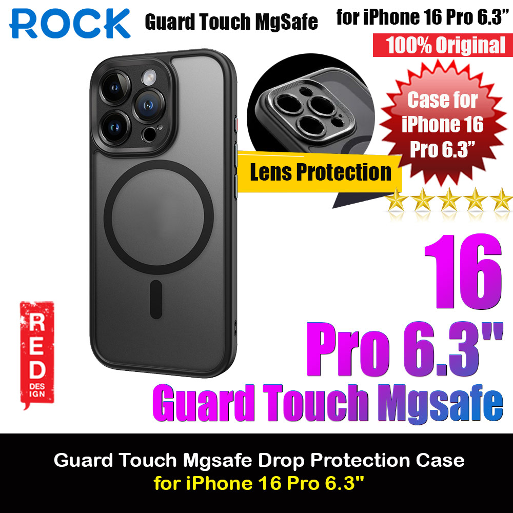 Picture of Rock Guard Touch Lens Protection Anti Finger Print Drop Protection Magsafe Compatible Case for iPhone 16 Pro 6.3 (Matte Black) Apple iPhone 16 Pro 6.3- Apple iPhone 16 Pro 6.3 Cases, Apple iPhone 16 Pro 6.3 Covers, iPad Cases and a wide selection of Apple iPhone 16 Pro 6.3 Accessories in Malaysia, Sabah, Sarawak and Singapore 