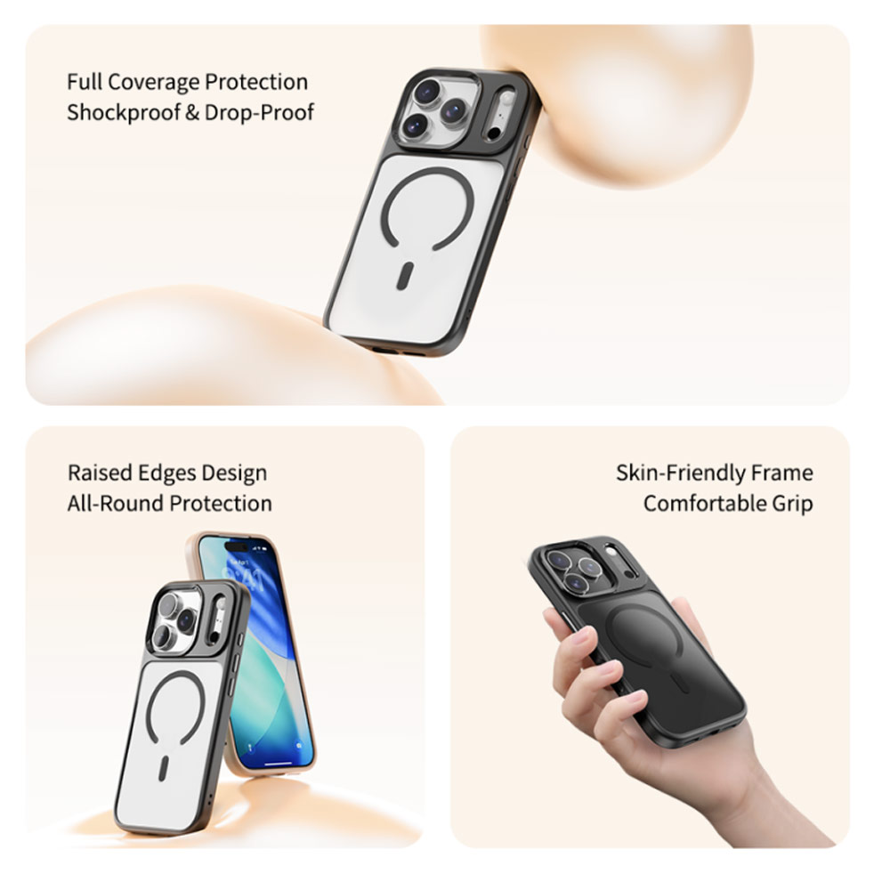 Picture of Apple iPhone 17 Pro Max 6.9 Case | Rock Guard Transparent Magnetic Anti Drop Protection Case for iPhone 17 Pro Max 6.9 (Black)