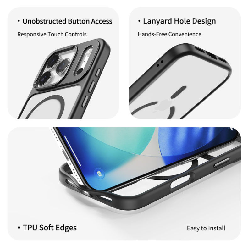 Picture of Apple iPhone 17 Pro Max 6.9 Case | Rock Guard Transparent Magnetic Anti Drop Protection Case for iPhone 17 Pro Max 6.9 (Black)