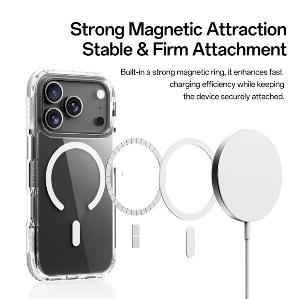 Picture of Apple iPhone 17 Pro Max 6.9 Case | Rock Crystal Clear Magnetic Anti Drop Protection Case for iPhone 17 Pro Max 6.9 (Gold)