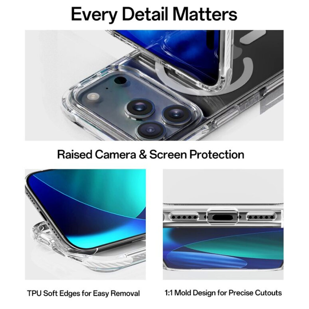 Picture of Apple iPhone 17 Pro Max 6.9 Case | Rock Crystal Clear Magnetic Anti Drop Protection Case for iPhone 17 Pro Max 6.9 (Gold)
