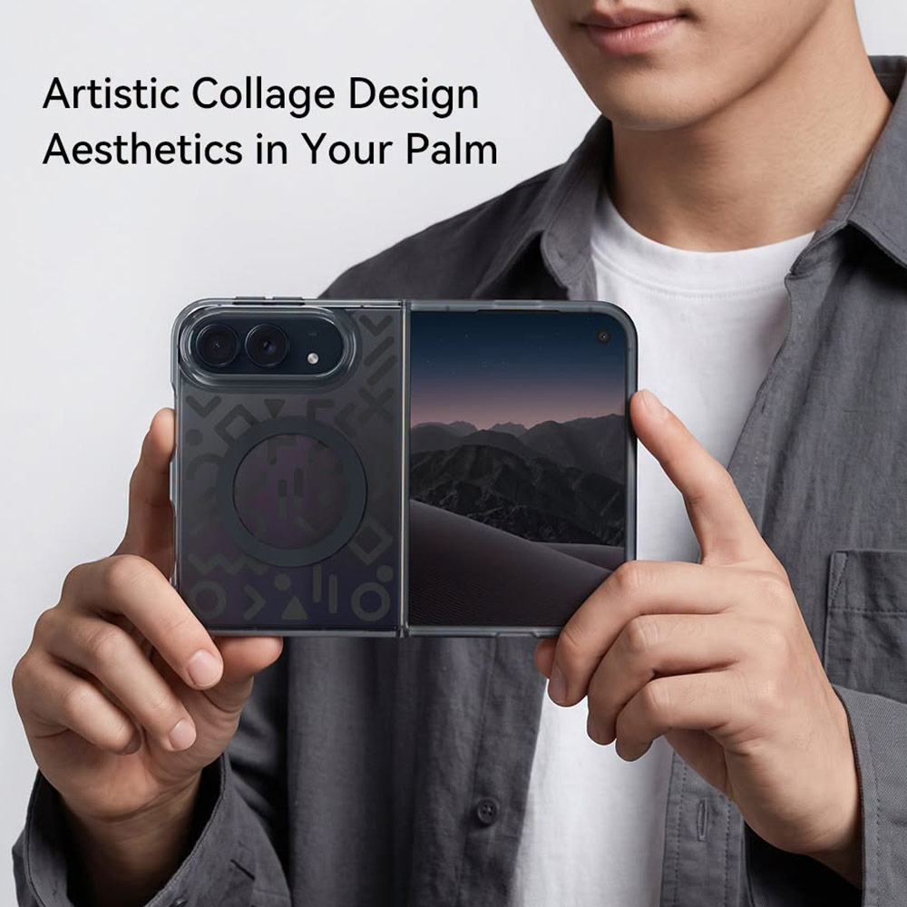 Picture of Apple iPhone Duo Case | ROCK Inshare Art Collage Magnetic Case for iPhone Duo - Iridescent Black