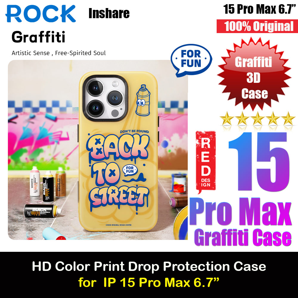 Picture of Rock Inshare Graffiti Hiqh Quality Print Colorful Drop Protection Case for iPhone 15 Pro Max 6.7 (Yellow) Apple iPhone 15 Pro Max 6.7- Apple iPhone 15 Pro Max 6.7 Cases, Apple iPhone 15 Pro Max 6.7 Covers, iPad Cases and a wide selection of Apple iPhone 15 Pro Max 6.7 Accessories in Malaysia, Sabah, Sarawak and Singapore 