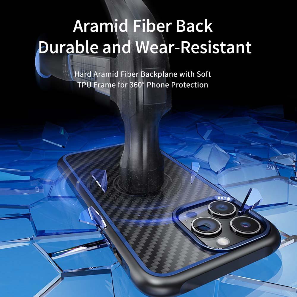 Picture of Apple iPhone 15 Pro 6.1 Case | Rock Kevlar Series Drop Protection Magsafe Compatible Case for iPhone 15 Pro 6.1 (Aramid Fiber Purple)