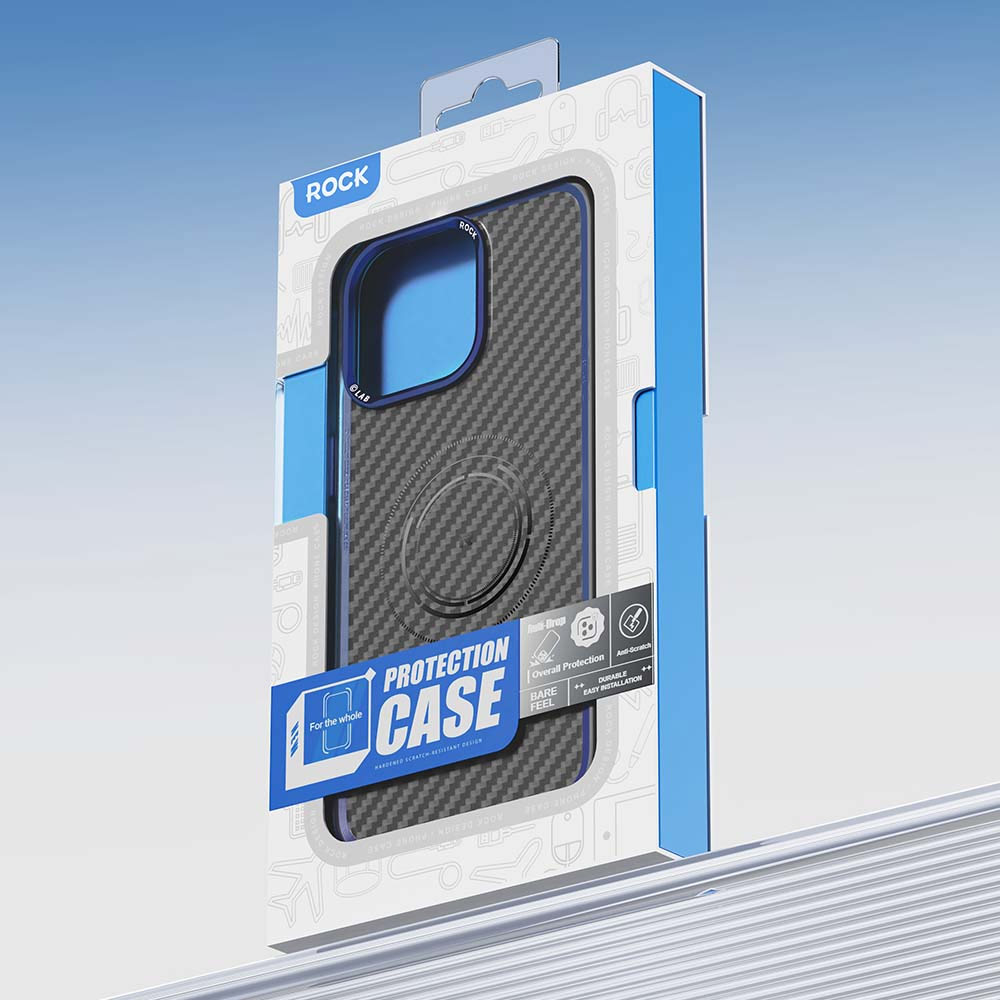 Picture of Apple iPhone 15 Pro 6.1 Case | Rock Kevlar Series Drop Protection Magsafe Compatible Case for iPhone 15 Pro 6.1 (Aramid Fiber Blue)