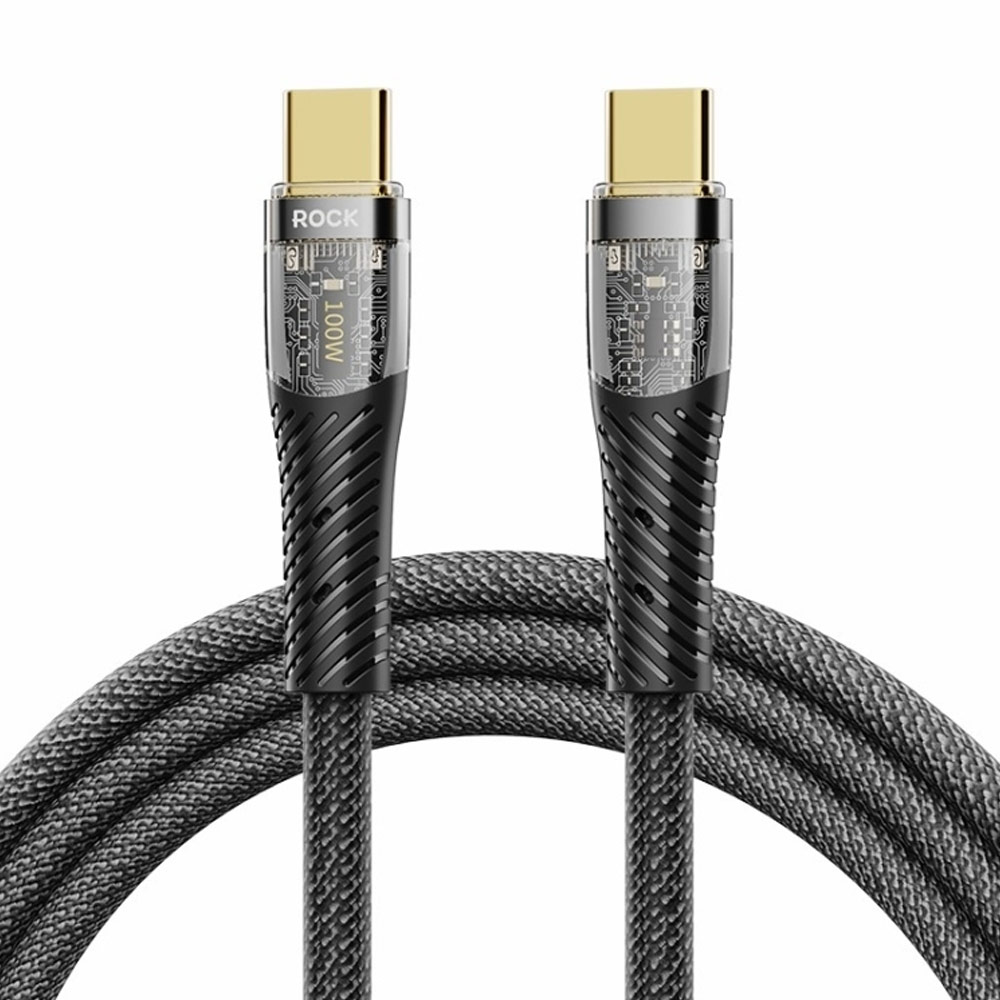 Picture of ROCK Z21 PD 33W Transparent Series Fast Charging Data Cable USB-C to USB-C (Black)