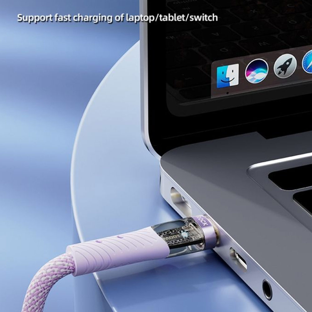 Picture of ROCK Z21 PD 33W Transparent Series Fast Charging Data Cable USB-C to USB-C (Black)