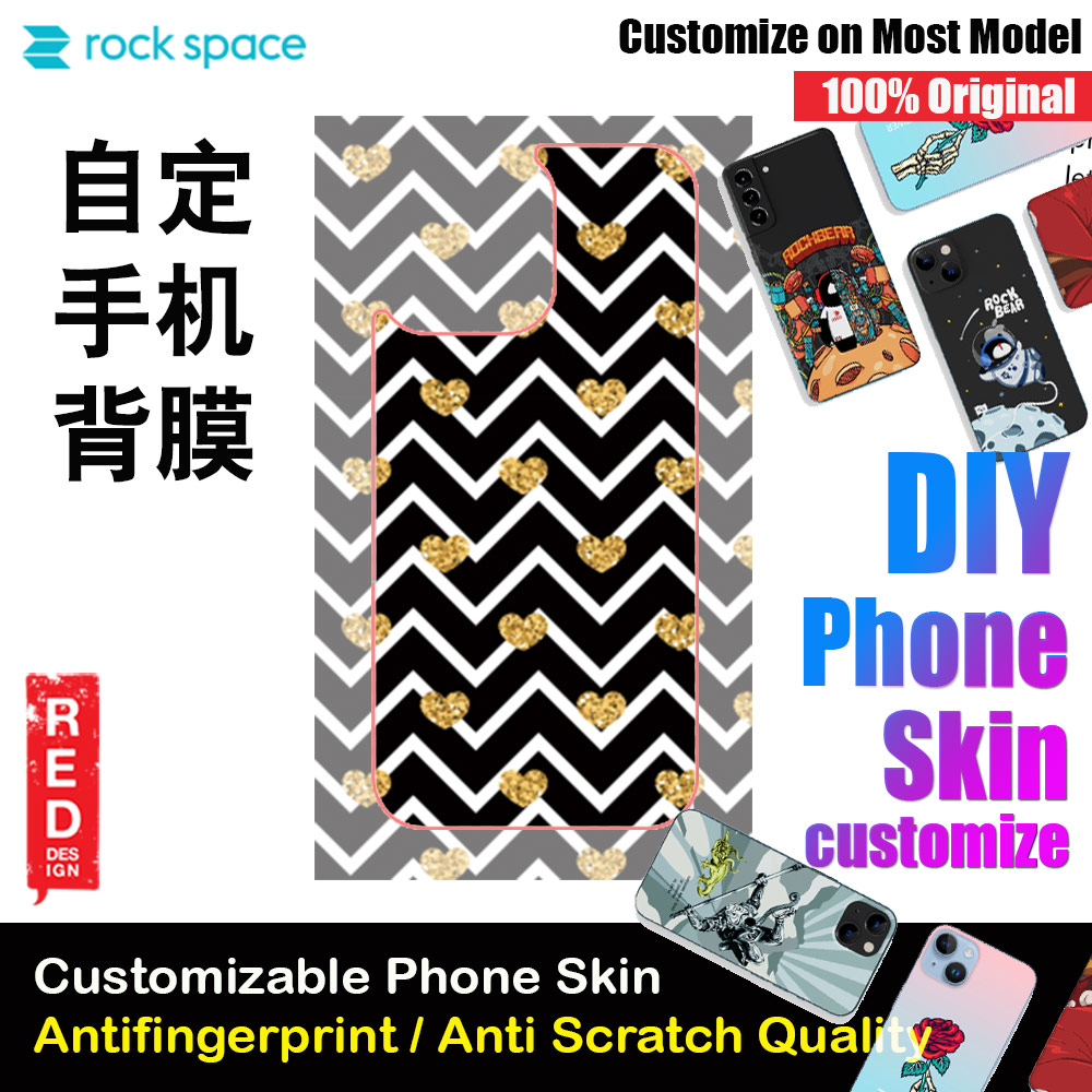 Picture of Rock Space DIY 自定 定制 设计 手机背膜 贴纸 DIY Customize High Quality Print Phone Skin Sticker for Multiple Phone Model with Multiple Photo Images Gallery or with Own Phone Text (Patterns Gold Love)
