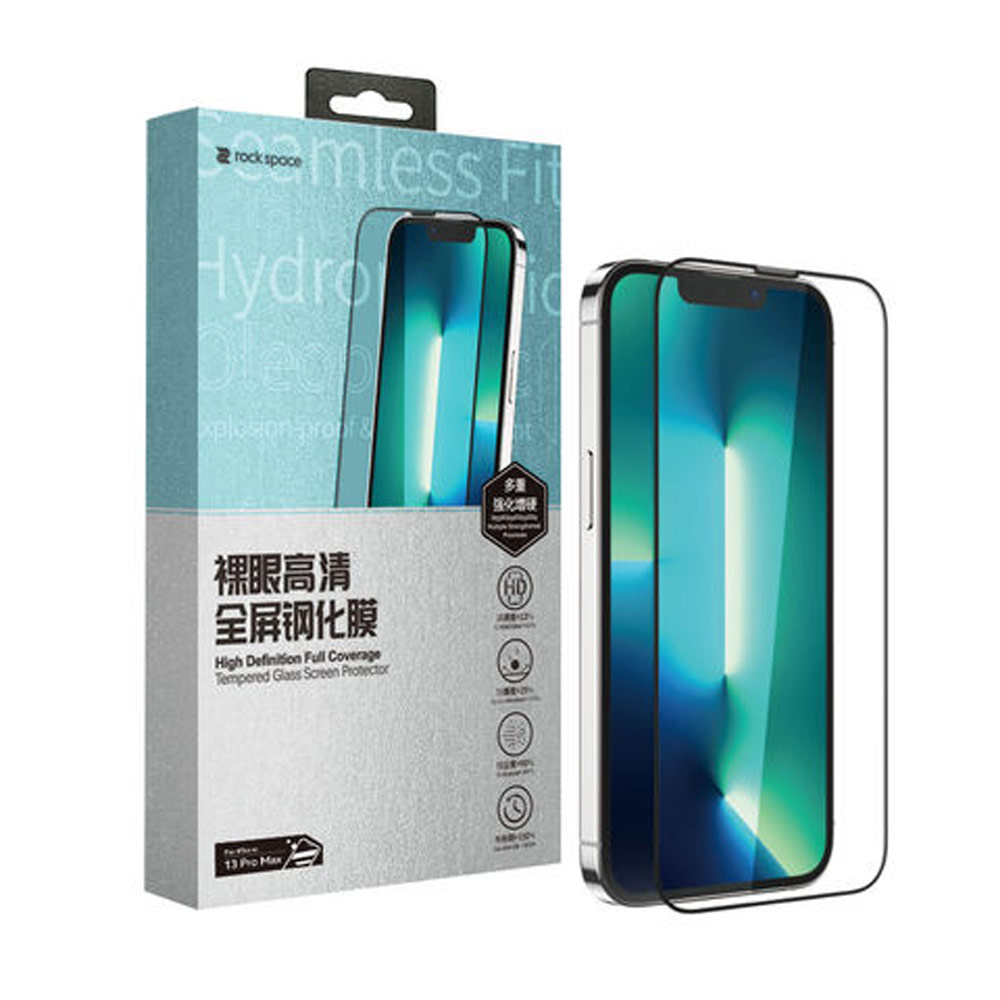 Picture of Apple iPhone 13 6.1 | Rock Space HD Full Coverage Tempered Glass with Dust Filter with Easy Installation Helper Tools for iPhone 14 13 Pro 6.1 (Crsytal Clear HD)