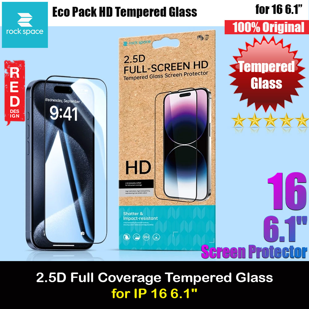 Picture of Rock Space HD Full Coverage Tempered Glass for iPhone 16 6.1 (Clear) Apple iPhone 16 6.1- Apple iPhone 16 6.1 Cases, Apple iPhone 16 6.1 Covers, iPad Cases and a wide selection of Apple iPhone 16 6.1 Accessories in Malaysia, Sabah, Sarawak and Singapore 