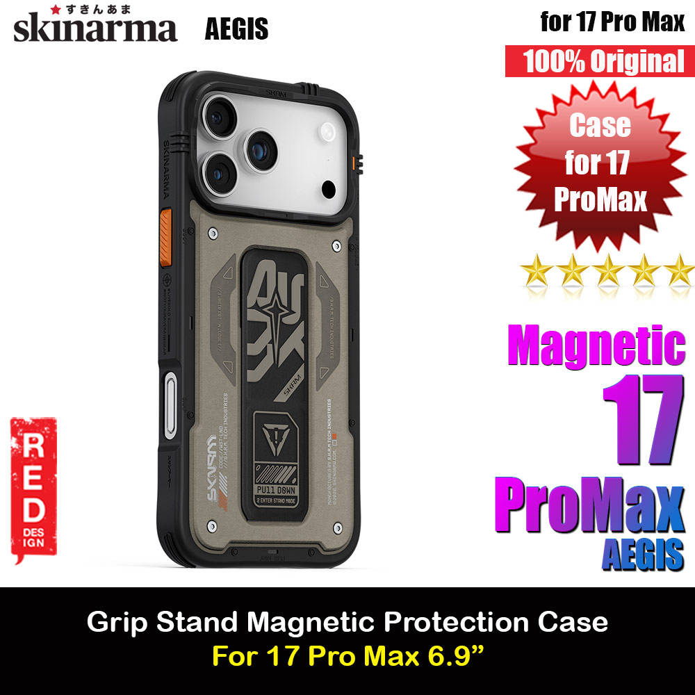 Picture of Skinarma Aegis Magcharge Grip Stand Droop Protection Case for iPhone 17 Pro Max 6.9 (Grey) Apple iPhone 17 Pro Max 6.9- Apple iPhone 17 Pro Max 6.9 Cases, Apple iPhone 17 Pro Max 6.9 Covers, iPad Cases and a wide selection of Apple iPhone 17 Pro Max 6.9 Accessories in Malaysia, Sabah, Sarawak and Singapore 