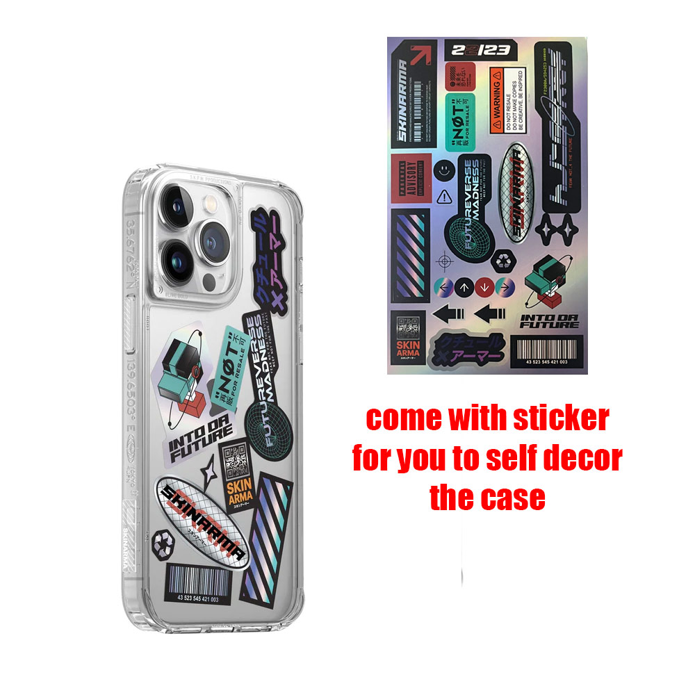 Picture of Apple iPhone 14 Plus 6.7 Case | Skinarma Saido AirGrooves Corners Series Drop Protection Case with DIY Decor Sticker for iPhone 14 Plus 6.7 (Clear)