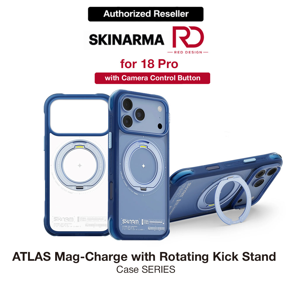 Picture of Skinarma Atlas Magnetic Charge 360° Rotatable Kickstand Drop Protection Case for iPhone 18 Pro 6.3 - Blue Apple iPhone 18 Pro- Apple iPhone 18 Pro Cases, Apple iPhone 18 Pro Covers, iPad Cases and a wide selection of Apple iPhone 18 Pro Accessories in Malaysia, Sabah, Sarawak and Singapore