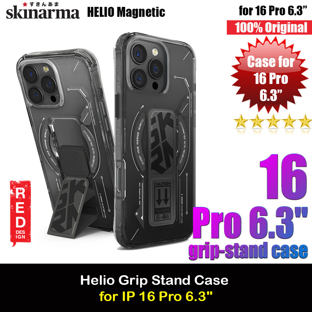 Picture of Skinarma Helio Magnetic Charge Kickstand Grip Stand Drop Protection Case for iPhone 16 Pro 6.3 (Black) Apple iPhone 16 Pro 6.3- Apple iPhone 16 Pro 6.3 Cases, Apple iPhone 16 Pro 6.3 Covers, iPad Cases and a wide selection of Apple iPhone 16 Pro 6.3 Accessories in Malaysia, Sabah, Sarawak and Singapore 