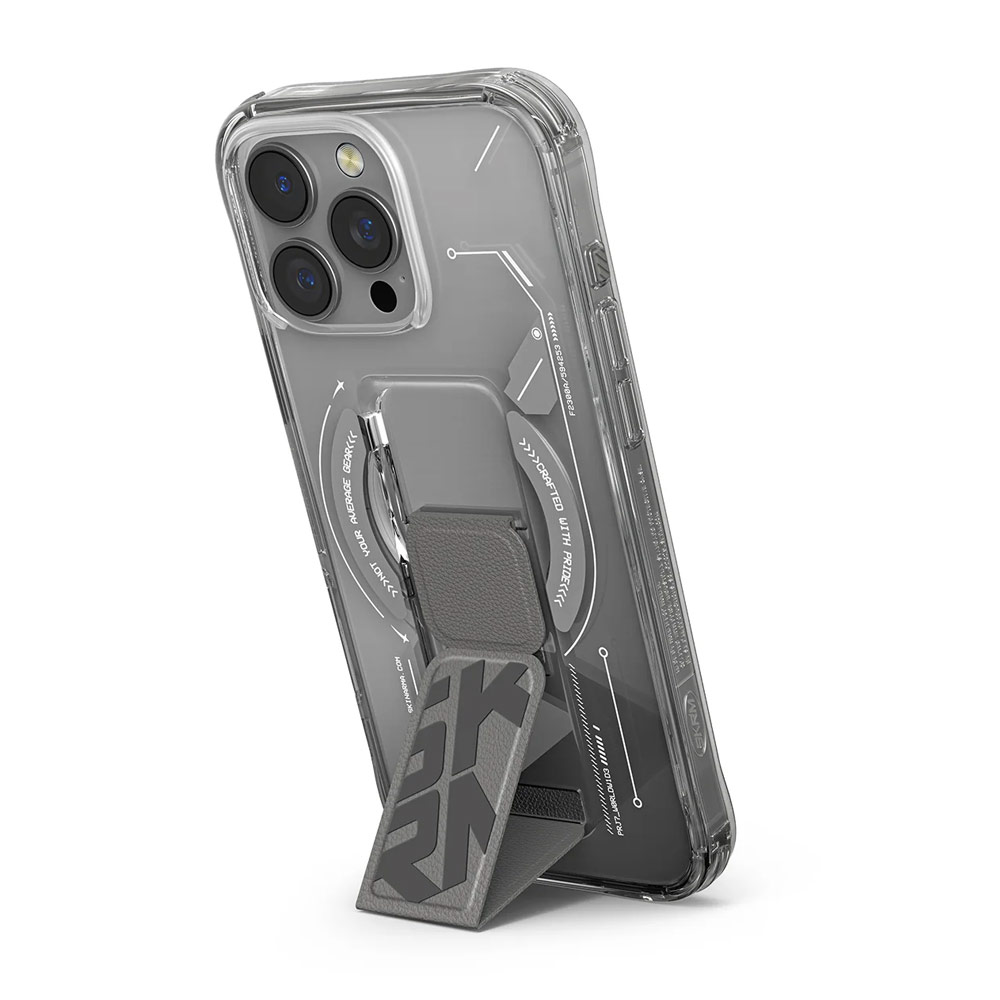 Picture of Apple iPhone 16 Pro 6.3 Case | Skinarma Helio Magnetic Charge Kickstand Grip Stand Drop Protection Case for iPhone 16 Pro 6.3 (Grey)