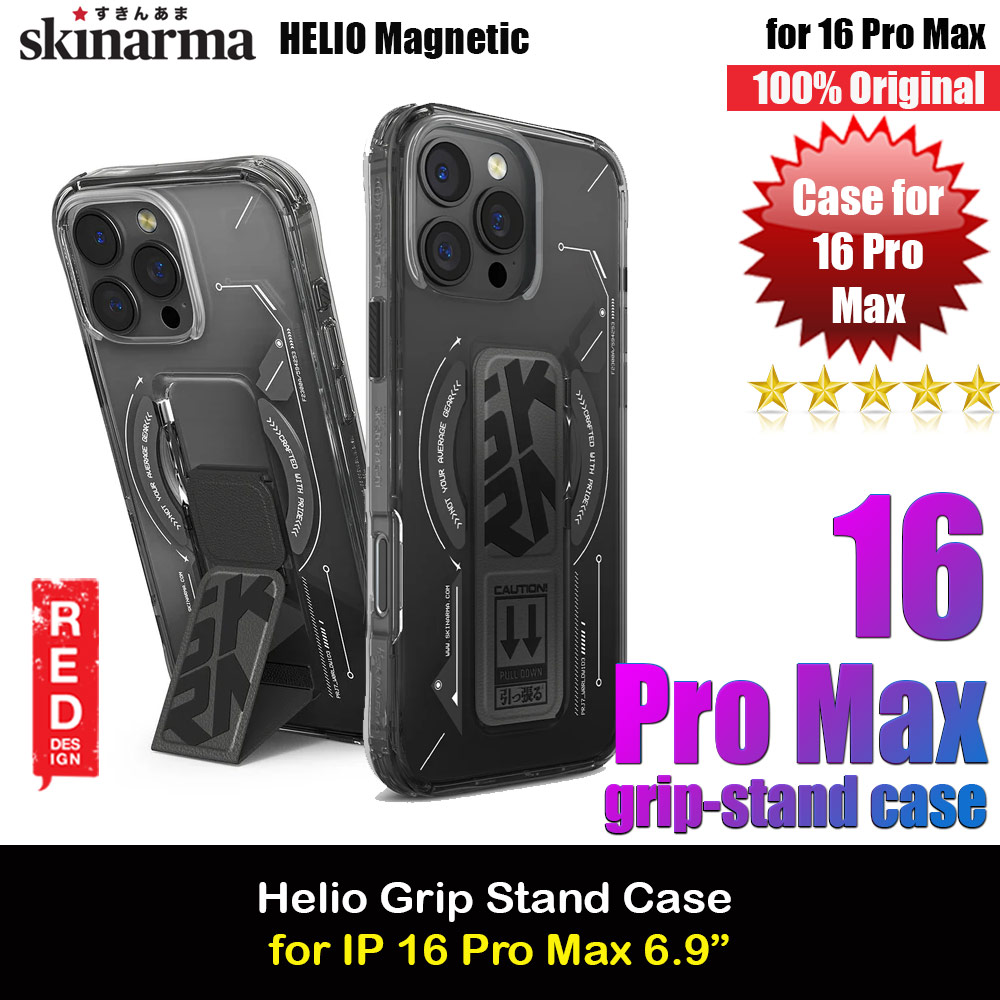 Picture of Skinarma Helio Magnetic Charge Kickstand Grip Stand Drop Protection Case for iPhone 16 Pro Max 6.9 (Black) Apple iPhone 16 Pro Max 6.9- Apple iPhone 16 Pro Max 6.9 Cases, Apple iPhone 16 Pro Max 6.9 Covers, iPad Cases and a wide selection of Apple iPhone 16 Pro Max 6.9 Accessories in Malaysia, Sabah, Sarawak and Singapore 