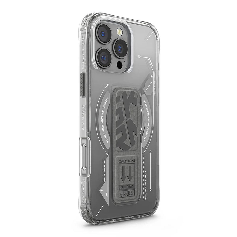 Picture of Apple iPhone 16 Pro Max 6.9 Case | Skinarma Helio Magnetic Charge Kickstand Grip Stand Drop Protection Case for iPhone 16 Pro Max 6.9 (Grey)