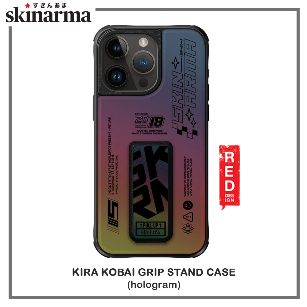 Picture of Apple iPhone 15 Pro 6.1 Case | Skinarma Magnetic Charge Kickstand Grip Stand Drop Protection Case for iPhone 15 Pro 6.1 (Kira Kobai Hologram)