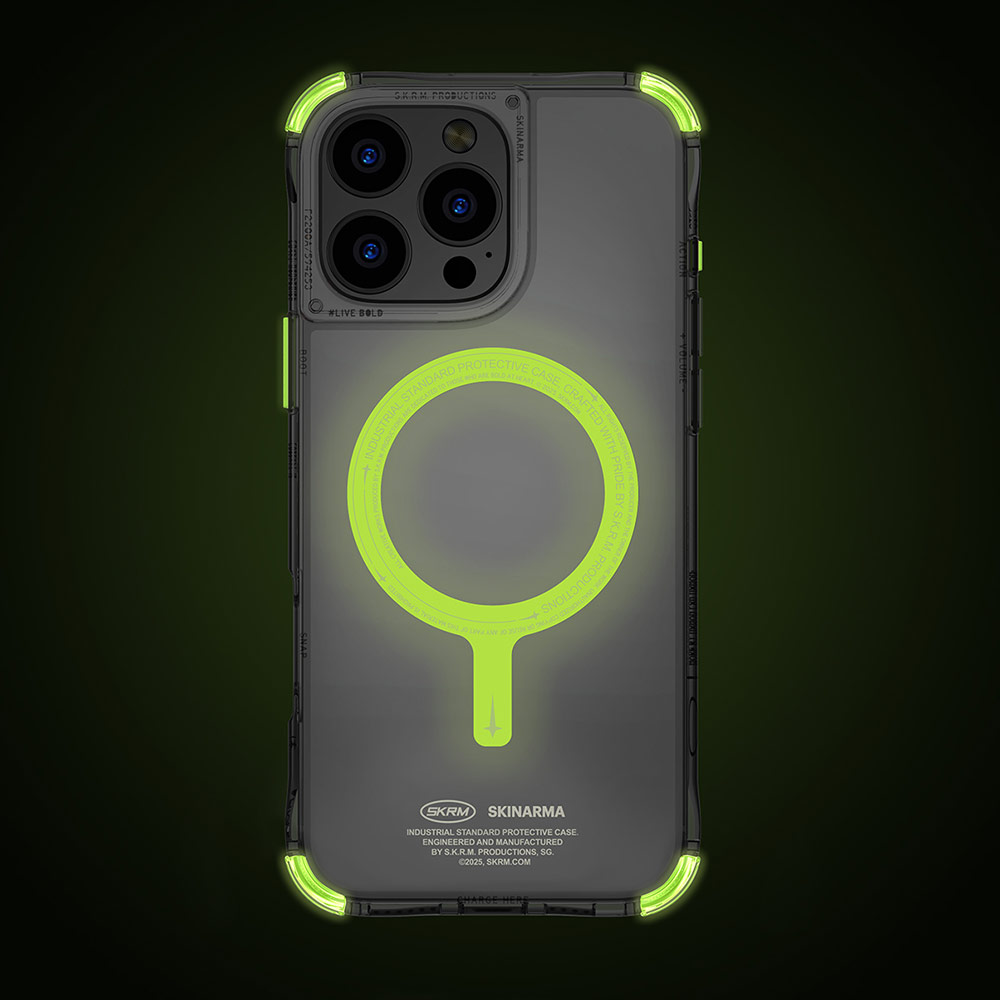 Picture of Apple iPhone 16 Pro Max 6.9 Case | Skinarma Saido Magsafe Series Drop Protection Case NiteGlow Edition for iPhone 16 Pro Max 6.9 (Lime Green)