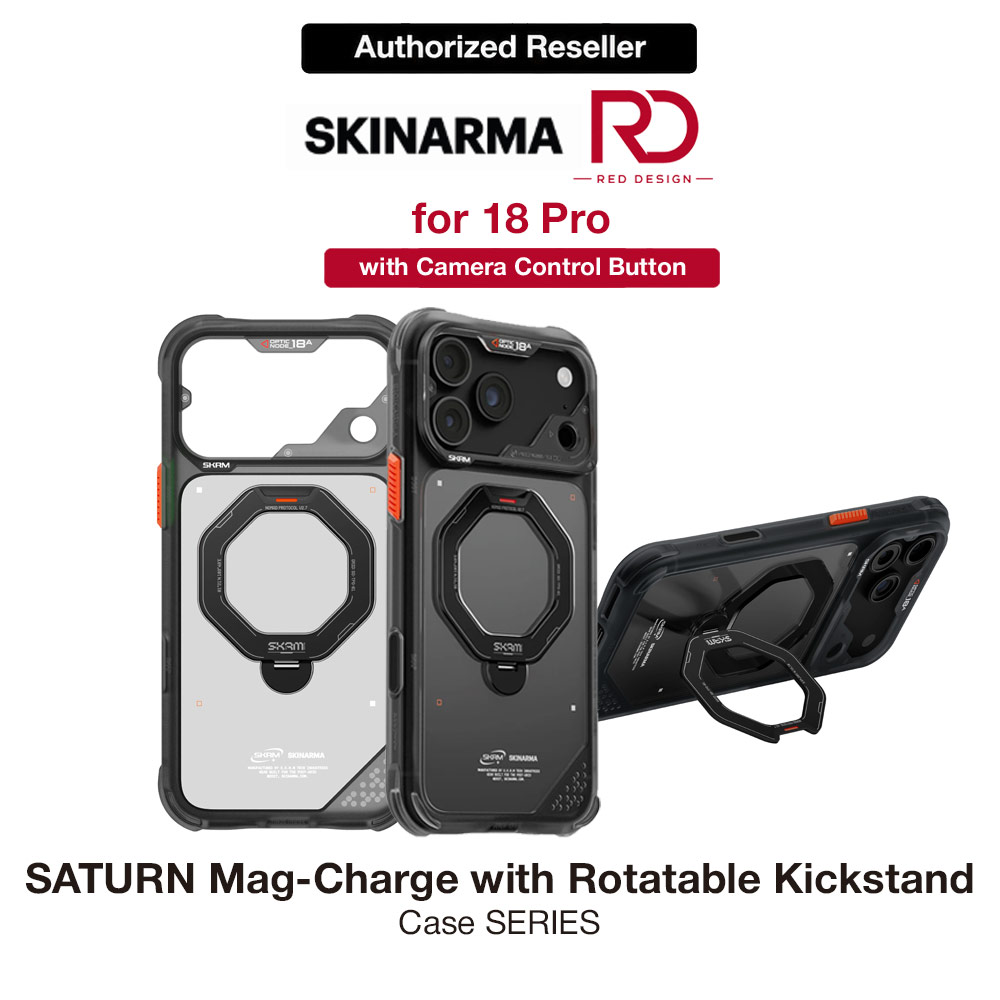 Picture of Skinarma Saturn Magnetic Charge 360° Rotatable Kickstand Drop Protection Case with Camera Control Button for iPhone 18 Pro 6.3 - Black Apple iPhone 18 Pro- Apple iPhone 18 Pro Cases, Apple iPhone 18 Pro Covers, iPad Cases and a wide selection of Apple iPhone 18 Pro Accessories in Malaysia, Sabah, Sarawak and Singapore